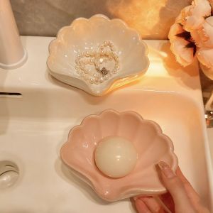 Shell Soap Dish Drainable Soap Creative Home Solid Color Soap Dishes Jewelry Boxes Storage Box Bathroom Accessories