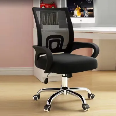KENZZO Office Chair Adjustable Swivel Med-Back Mesh with Ergonomic Support for Home or Office Use Chrome Leg With Tilt / Kerusi Pejabat 4005 / Study Chair / Gaming Chair [Model: 4005/ 948/ 319]
