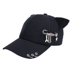 SHIHENG Rivet Cat Ear Baseball Cap Pin Hiphop Peaked Cap Casual Spicy Girls Sunscreen Hat Girl