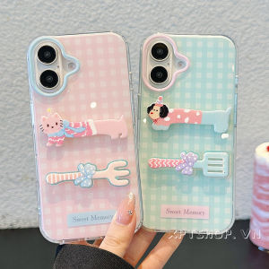 💯【เคสโทรศัพท์】 + Gratis Ongkir💯เคสโทรศัพท์ส้อมสุนัขแมวแบบสามมิติสำหรับ iPhone 16 15 14 13 12 Pro Max 11กันกระแทกป้องกันทุกส่วนของเครื่องปกป้องปลอกอะครีลิค