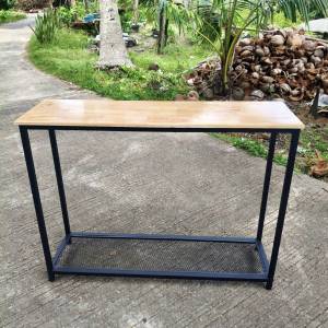 (งานเชื่อมสำเร็จ แข็งแรงมาก) ชั้นวางของ 2 ชั้นชั้นวางตู้ ชั้นวางในครัว ชั้นวางตกแต่งบ้าน ชั้นวางอเนกประสงค์ โครงเหล็ก ท็อปไม้พาราแท้ งานฝีมือ งานสวย ละเอียด MT116