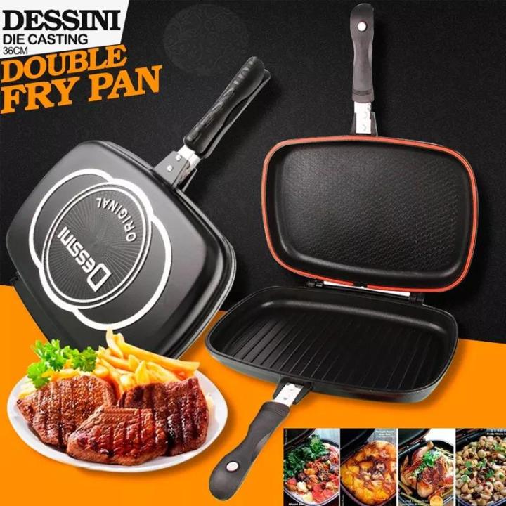 Double Non Stick Barbecue Grill Dessini Pan Black Lazada PH