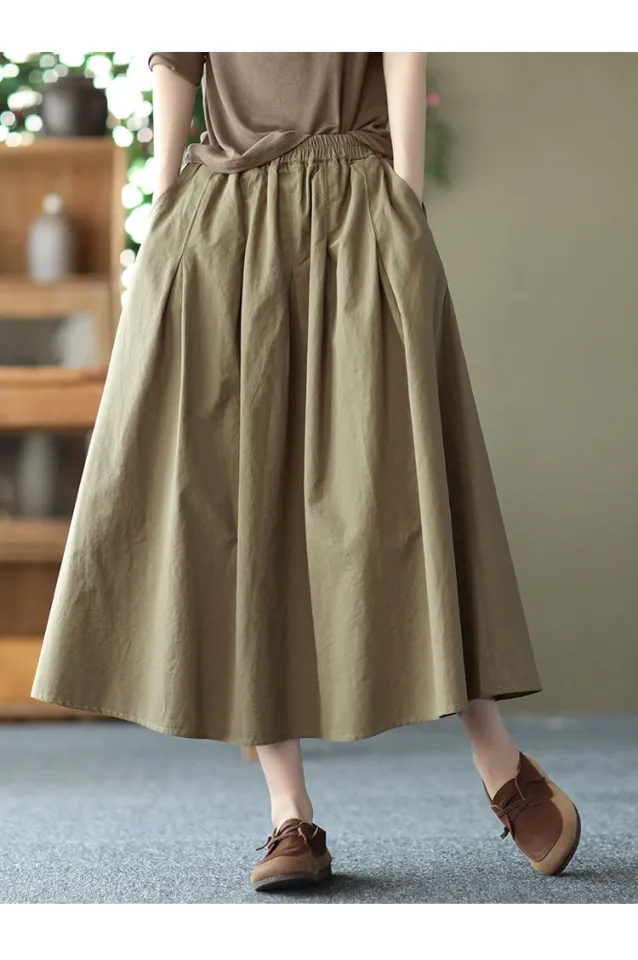 Plus size clearance khaki skirt casual