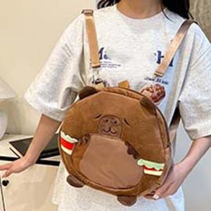 XIMESHAO น่ารักน่ารักๆ กระเป๋าเป้ตุ๊กตา Capybara จุได้มาก นุ่มนุ่มๆ กระเป๋าเดย์แพ็คตุ๊กตาการ์ตูน หนาขึ้น ผ้าฝ้ายพีพี กระเป๋า ITA สร้างสรรค์ สำหรับผู้หญิง