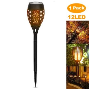 1PC 12-96 LED Solar Flame Lamp Waterproof IP65 Outdoor Garden Lampu Raya Decoration Lighting Plug Yard Lawn Lamp