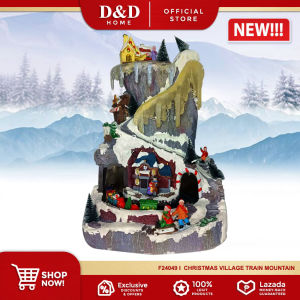 D&D Home l F24049 LED lighted Christmas Mountain Village Scene With A Turning Train And Music