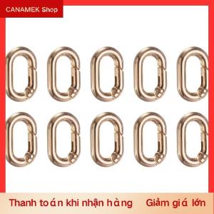 CS 10 cái lốc kim loại hình bầu dục Vòng mùa xuân móc có thể mở ra Carabiner Keychain Túi clip móc chó chuỗi khóa kết nối cho tự làm đồ trang sức