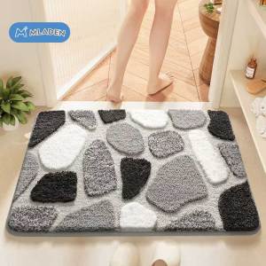 MLADEN Ins Style Floral Bathroom Floor Mat with Strong Water Absorption and Anti Slip Pad Plush Home Bathroom Foot Mat地垫