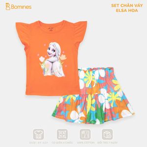 Váy cho bé gái Elsa BOMINES Set bộ váy cotton hè mát mẻ chân váy có chip đùi cho bé 3y-12y từ 14-36kg SETCHANVAYELSAHOA