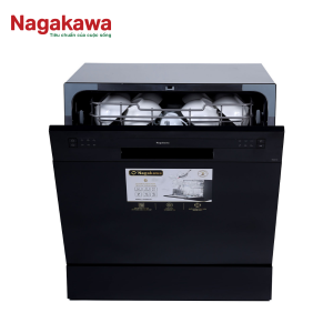 Máy rửa bát Nagakawa NK8D01M dung tích 8 bộ Châu Âu độ ồn thấp vận hành êm ái 6 chương trình rửa tiện ích nhớ chương trình rửa khi mất điện - bảo hành 2 năm - made in Malaysia