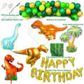 【COD】113pcs Dinosaur Theme Birthday Decoration set Dinosaur Foil Balloons+Banner+Rain Silk Curtain+Latex Balloon Set Children's Birthday Party Supplies Green Birthday Party Theme  For Kids Birthday Party Decorations 40 inch large aluminum film balloon set. 