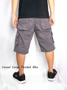 Celana Cargo Pendek Trasher Casual Pria Abu-Abu Bahan Tebal Nyaman Dipakai Size 28-38