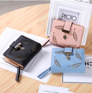 Dawaar Dompet Pendek Pemegang Kad Lelaki ( Hollow Leaf Multi-slot Zip Short Woman Purse Wallet ) 15W5