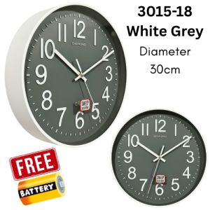Jam Dinding Diamond 3015 Estetik Besar 30cm Quartz Sweep Silent Angka Timbul Putih Hitam Gold Silver