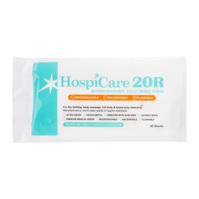HospiCare Biodeagradable Adult Body Wipes Resealable - 20 Sheets