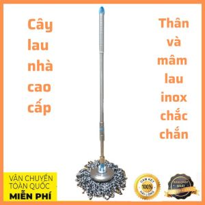 Cây lau nhà 360 độ Thái Lan inox cao cấp ruột thẳng siêu nhẹ  cây lau nhà đa năng thông minh thay thế tiện lợi kèm bông cotton siêu thấm