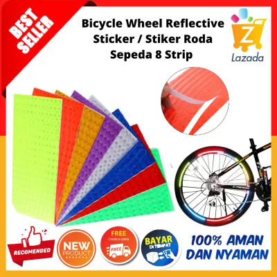[BISA COD] Stiker Ban Sepeda / Stiker Ban Sepeda Menyala / Bicycle Wheel Reflective Sticker / Stiker Roda Sepeda 8 Strip / Stiker Waterproof Sepeda Menyala / Stiker Waterproof Sepeda / Aksesoris Ban Sepeda / Stiker Reflektif Sepeda / Stiker Menyala Sepeda