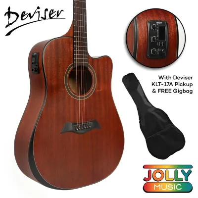 Deviser LS-550 EQ Acoustic-Electric Guitar w/ Beveled Armrest (All-Sapelle) OM and Dreadnought Size with Pickups