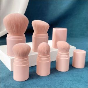 Retractable Makeup Brush with Dust Cover Portable Blush Brush Makeup Setting Powder Foundation Brush Soft Bristles