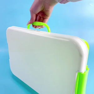 Kids Sand Play Set Leakproof Stackable Storage Trays With Lid Portable Sensory Bin For Beach Toy Art Crafts Blue Green Pink