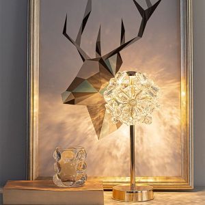 SKJK ไฟสี 3 สี โคมไฟโต๊ะคริสตัล โคมไฟคริสตัล ปรับแสงได้ โคมไฟตั้งโต๊ะตกแต่ง ดีไซน์เรียบง่าย แสงไฟอ่อน ระบบไฟภายในอาคาร ห้องนอน