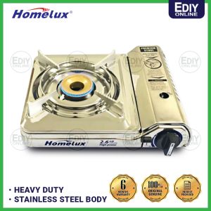 HOMELUX HP-2002S STAINLESS STEEL PORTABLE BUTANE GAS COOKER STOVE DAPUR GAS for Steamboat Camping Hiking Picnic
