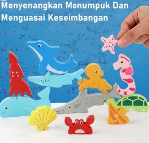SNI MAINAN ANAK Puzzle 3D kayu cocokkan bentuk - Jigsaw puzzle kayu (D-03)