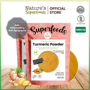 Bundle Deal: Natures Superfoods Organic Turmeric Powder Spice (Higher Curcumin 4-6%) | 100g pack x 2 l Anti-Inflammatory (HALAL Certified)