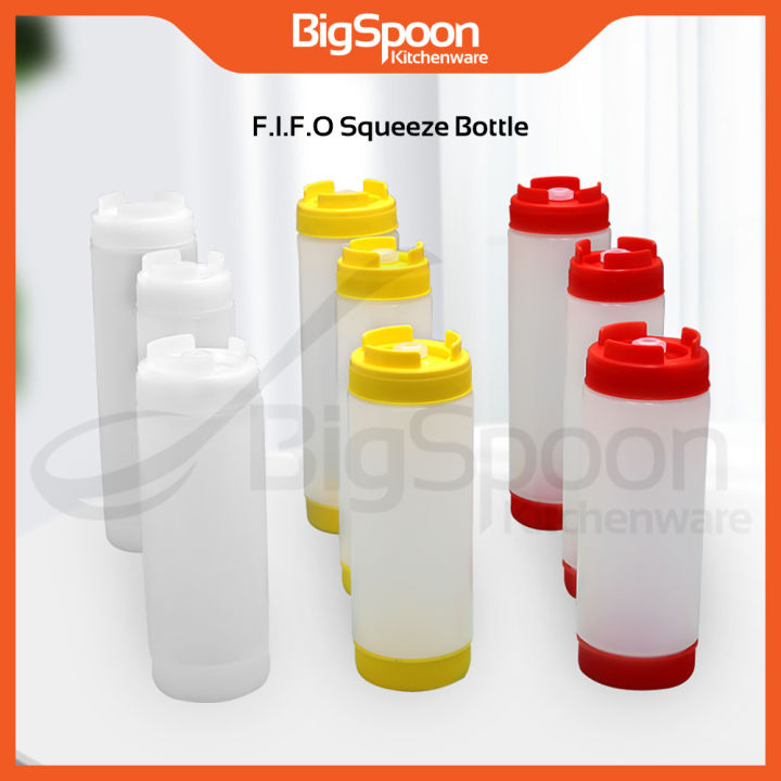 BIGSPOON FIFO Squeeze Bottle / Plastic Refillable Sauce Squirt Bottle / Botol Sos Subway Plastik / For Food Burger / 16oz/20oz/24oz