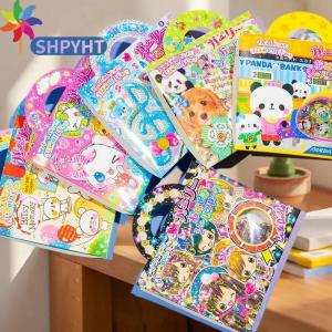 SHPYHT สติกเกอร์ลายการ์ตูนรูปหัวใจเป็นประกายด้วยเลเซอร์รูปสัตว์3D 1ชุดสติกเกอร์หินอ่อนคริสตัล Y2k สติกเกอร์ตกแต่งแบบ DIY