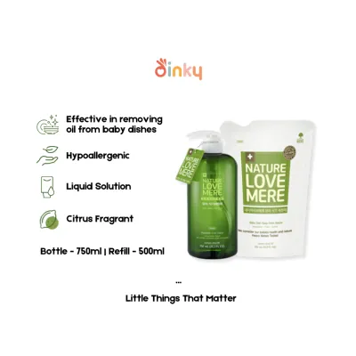 Nature Love Mere - Hypoallergenic Baby Dish Bottle Liquid Cleanser | Hand wash Bubble Foaming | Natural Premium Cleaning agent from Korea