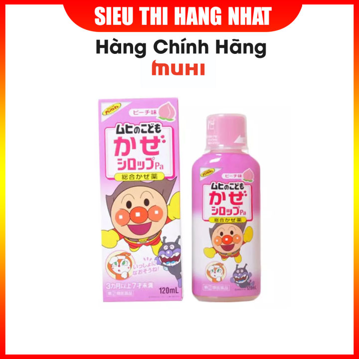 Siro Muhi Nhật Bản cho bé vị đào-màu hồng hạ sốt, ho, hắt hơi sốt cao ...
