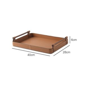 FFBH Household Creative Tray Faux Leather Material Dish Small Item Storage Plate Multifunctional Jewelry Sundry Organize Display Tray 5B8Q6
