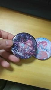 2Pcs/Set Anime Game Cyrene PhiLia093 Demiurge Cosplay Backpack 58mm Badge Geovishap Caravan Terravox Pin Collection Breastpin for Bags Clothes Gift