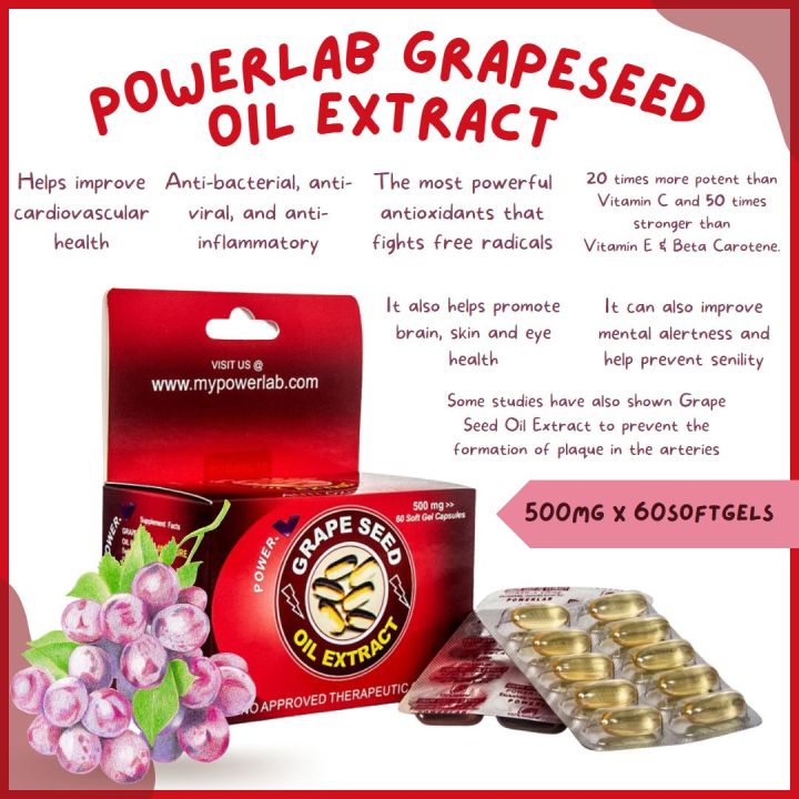 POWERLAB POWERV GRAPESEED OIL EXTRACT 500MG X 60 SOFTGELS Lazada PH