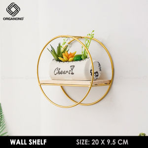 Organono Nordic Style Metal Wall Shelf Decor Living Room Space Saver Wall Hanging Wall-mounted Bathroom Storage  Rack