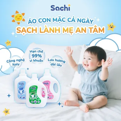 Nước Giặt Xả Cho Bé Sachi Natural Thơm Lâu Làm Mềm và Giữ Bền Màu Vải An Toàn Cho Trẻ Nhỏ