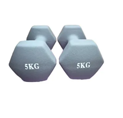 New Hexagon Shape Vinyl Coated Dumbbells 1kg/2kg/3kg/4kg - Anti-Slip Grip Solid Cast Iron Weight for Strength Training