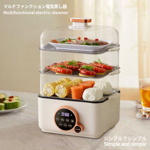 Electric Food Steamer Multi-functional Timing 24L Big Capacity 3 Layers Detachable Non Stick Steel Steaming Tray