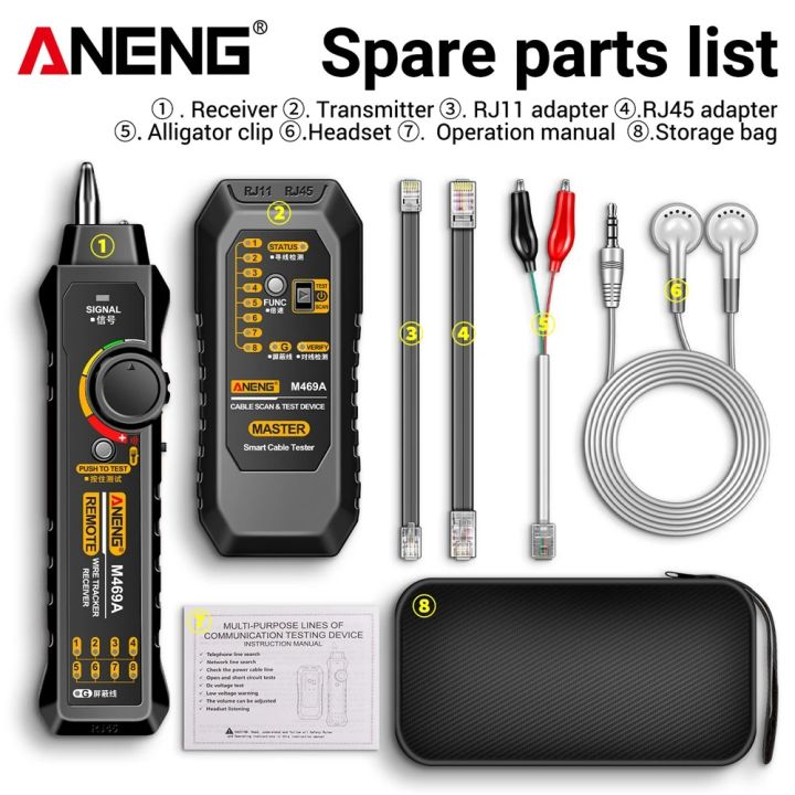 ANENG M469A RJ45 RJ11 LAN Cable Tester Finder Smart Network Cable ...