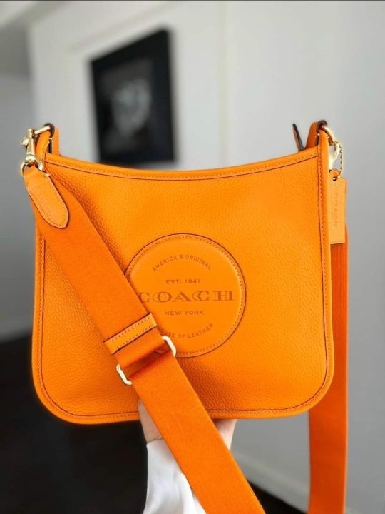 Womens Coach Dempsey File Leather Orange Sling Bag CA290 Lazada PH