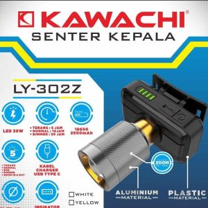 SENTER KEPALA ZOOM LED 30W KAWACHI LY-302Z - ZOOM LASER - CAHAYA TERANG - JARAK JAUH - TAHAN LAMA