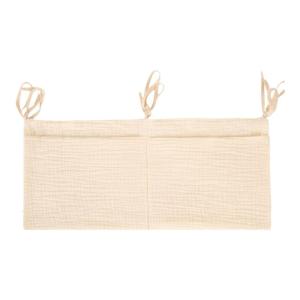 Baby Crib Side Organizer with Double Pockets Soft Hanging Storage Breathable Hanging Pocket Bag for Diapers & Toy