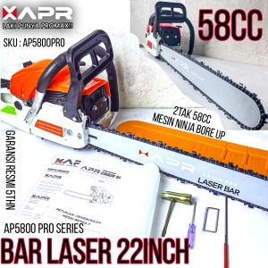 PROMO Chain saw APR JAPAN laser bar 5800 pro series 22INCH chainsaw 2tak mesin senso gergaji kayu