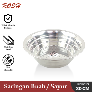 ROSH Bakul Saringan Buah Dan Sayur 30 CM Boya Fruit Collander Stainless Steel Anti Karat Non-Magnetic ROS-PR-BY Chrome