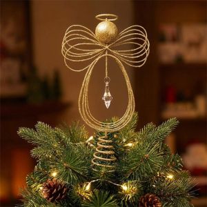 ADREE Iron Christmas Tree Topper Hollow Angel Angel Tree Top Star  Party Supplies Glitter Christmas Tree Decoration