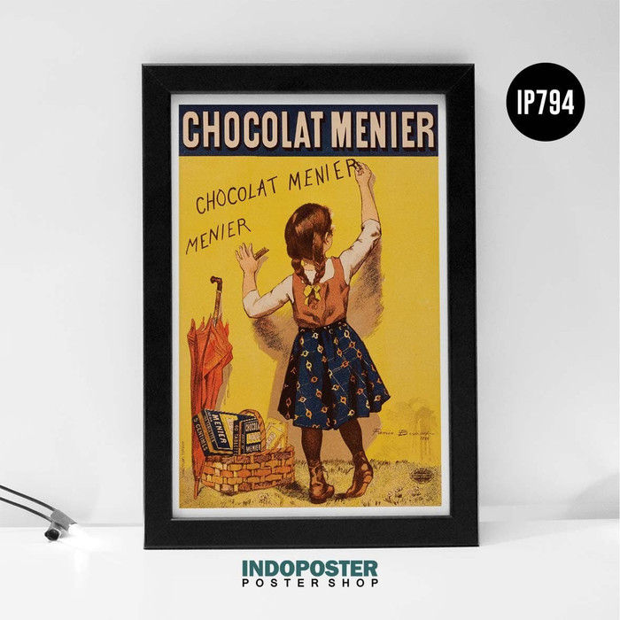 POSTER HIASAN DINDING VINTAGE IKLAN JADUL CHOCOLATE MENIER 12RP 45X30CM
