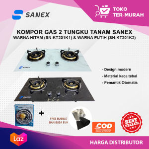 Kompor gas Tanam Sanex 2 Tungku Terbaruu Warna Hitam (SN-KT201K1) dan Warna Putih (SN-KT201K2) / KOMPOR TANAM SANEX 2 TUNGKU / KOMPOR TANAM KACA / KOMPOR ORIGINAL / KOMPOR TANAM / KOMPOR SET REGULATOR SELANG / KOMPOR PAKET KOMPLIT / KOMPOR MANUAL / ORI