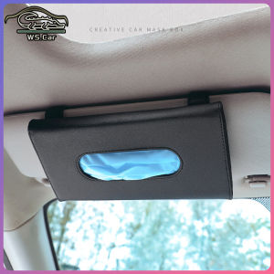 Car Tissue Box Soft Leather Tissue Box Storage Sun Visor Artificial Leather Napkin Paper Tissue Box Holder  Car Accessories