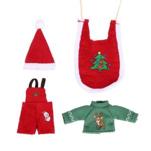 Cute Christmas Outfit Set For Dollhouses Dolls Santa Hat Overalls Perfect for Collector